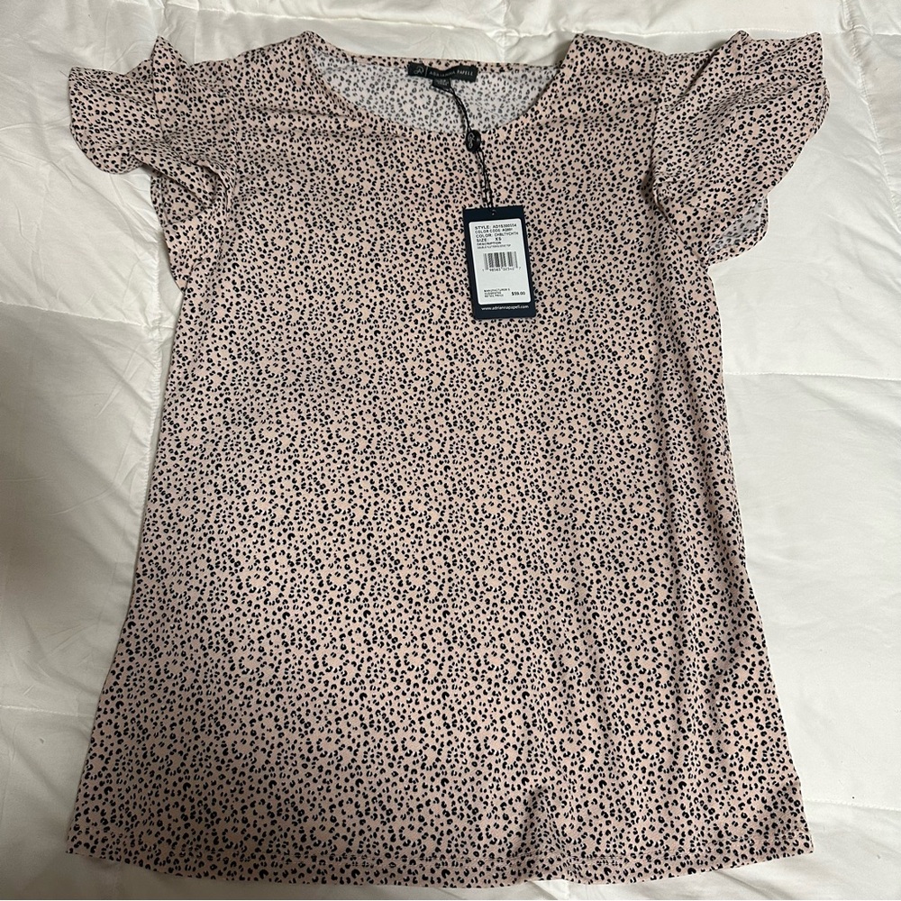 Adrianna Papell Pink and Black Speckled Blouse